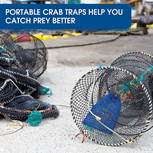 Honoson 6 Pcs Crab Trap Bait Bags with Locker Portable Fish Trap Outdoor Sports Style Crab Snare Mesh Bait Traps Shrimp Net Fishing Accessories Folding Crabbing Equipment for Crawfish Minnow Lobster