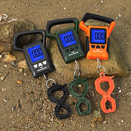 KastKing Fish Scale, WideView Floating Waterproof Digital Scale, 2.5” Large LCD Display, 110lb Capacity, Multi-Mode Pound/Ounces & Kilograms, Stores up to 9 Weights, Fishing Gifts for Men - color: D: Black combo