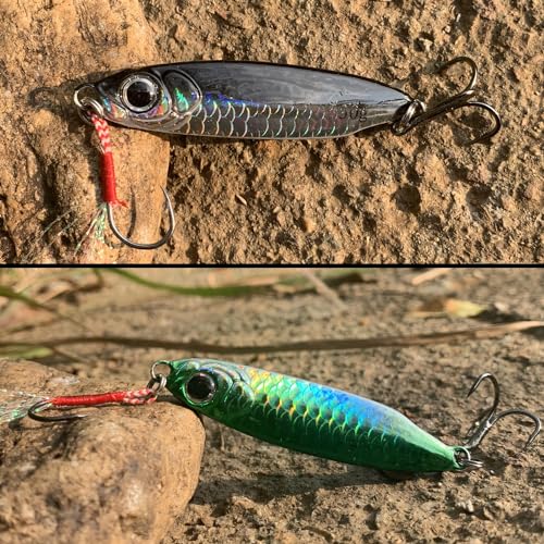 Tripquips Saltwater Jigs Fishing Lures with Ultra-Sharp Hooks, Saltwater Spoon Lure for Tuna Salmon Grouper, Sea Fishing Jigging Lure, Trolling Spoon for Bass Fishing - color: 5PCS-30g/1.06oz