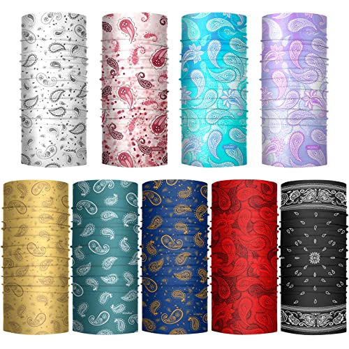 VCZUIUC Neck Gaiter Face Cover Mask Balaclava for Men and Women - color: 9pcs Paisley, size: One Size