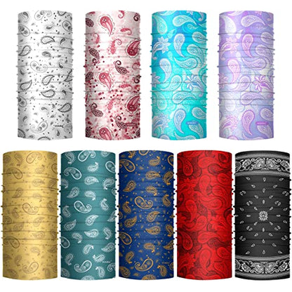 VCZUIUC Neck Gaiter Face Cover Mask Balaclava for Men and Women - color: 9pcs Paisley, size: One Size