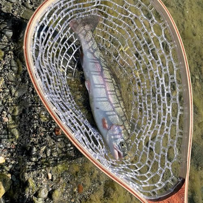 Wooden Frame Fly Fishing Net with Soft Rubber Mesh,Low-Weight Landing Net for Trout & Bass,Catch-and-Release Design for Stream and River Fly Fishing