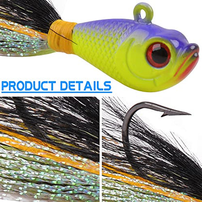 Bucktail Jigs Saltwater Fishing Lures Bucktail Fishing Jigs Surf Fishing Lure Swimbait Jig Heads Hook for Bass Walleye Flounder Striper 1/4oz 1/2oz 1oz 1.5oz 2oz - size: 1oz-5pcs