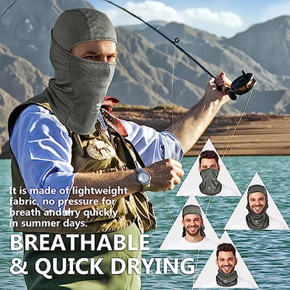 Balaclava Ski Mask, Sun UV Protection Breathable Full Head Face Mask for Men Women Skiing Cycling - color: Dark Grey+grey