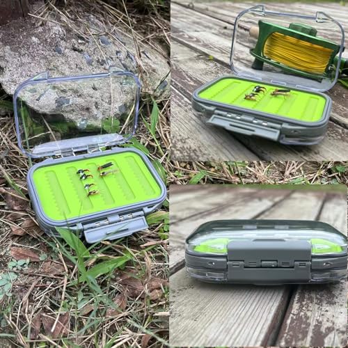 Aventik Silicone Fly Fishing Box Jig Box Waterproof Streamer flies Case Double Sided Clear Lid Storage Lure Case Saltwater Freshwater (XSA:4.24x3.04x1.36inch) - style: XSA:4.24x3.04x1.36inch