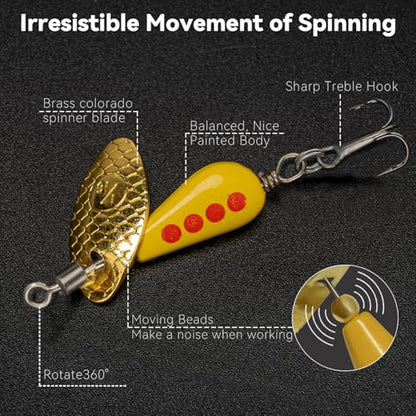 QualyQualy Trout Lures Fishing Spinnerbaits 5pcs Brass Hard Metal Spinner Trout Baits Fishing Lure for Perch Freshwater Saltwater Lake River - color: #A, size: 1/4 oz