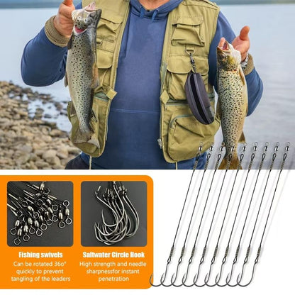 YOTO Circle Hooks Rigs with Saltwater Steel Leader Wire, 25/50PCS Octopus Hook Rig for Bass Catfish Fishing - color: 50pcs/bag, size: 5/0