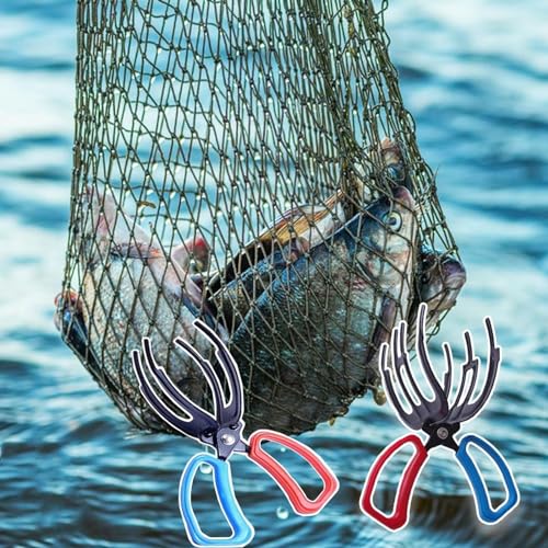 2 Packs 2/3 Claw Fish Gripper, Metal Fishing Pliers Gripper Catch Fish Control Clamp, Three Teeth Fishing Pliers Control Forceps Fishing Accessories for Most Freshwater Fish Grip Tackle Holder - color: 2 packs