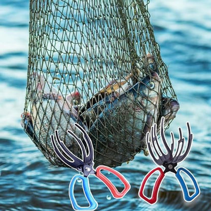 2 Packs 2/3 Claw Fish Gripper, Metal Fishing Pliers Gripper Catch Fish Control Clamp, Three Teeth Fishing Pliers Control Forceps Fishing Accessories for Most Freshwater Fish Grip Tackle Holder - color: 2 packs