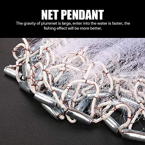 Yeahmart American Saltwater Fishing Cast Net for Bait Trap Fish 3ft/4ft/5ft/6ft/7ft/8ft/9ft/10ft Radius Casting Nets with Heavy Duty Real Zinc Sinker Weights, 3/8inch Mesh Size - style: 4ft Radius