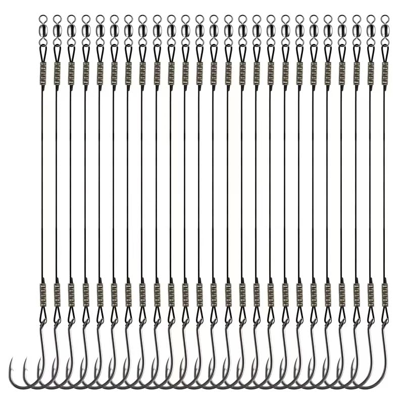 YOTO Circle Hooks Rigs with Saltwater Steel Leader Wire, 25/50PCS Octopus Hook Rig for Bass Catfish Fishing - color: 50pcs/bag, size: 5/0