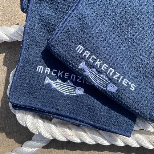 Mackenzie’s Signature Fishing Towel - 3 Pack Fishing Towel – 15 X 15 | Gifts for Fishermen, Cooks, Mechanics, Tradesmen, Fast Drying, Waffle Weave, Fishing Gear