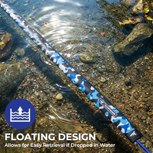 KastKing MeshGuard Camo Neoprene Fishing Rod Socks, Fishing Rod Sleeve, Floating Rod Sleeves, Adjustable Lanyard & Built-in Hanging Loop, Fits Casting, Spinning, and Fly Rods - color: Blue Camo 1 Pcs, style: Spinning