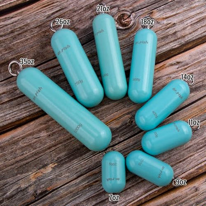 Dr.Fish Lead Free Fishing Weights, 200g-1000g Heavy Sinkers Eco-Friendly Cylindrical Deep Drop Weights Steel Sinkers for Saltwater Grouper, Drum, Pompano Bottom Fishing - size: 300g/10oz-5pcs