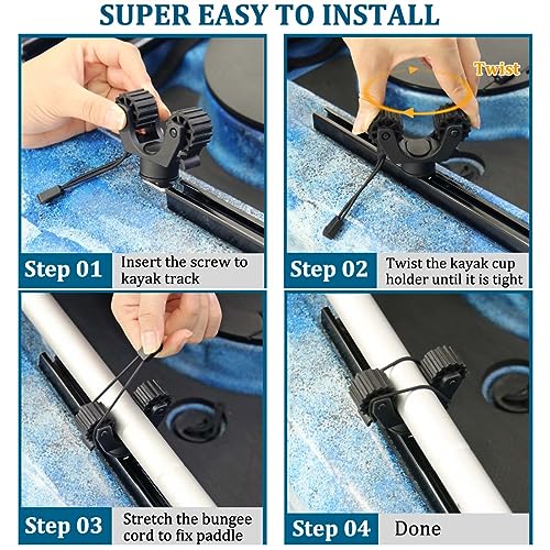 Huntury Kayak Paddle Holder Track Mount, Kayak Fishing Net Holder and Kayak Fishing Poles Holder, Kayak Track Mount Accessories, Kayak Rail Accessories - style: 2025