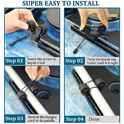 Huntury Kayak Paddle Holder Track Mount, Kayak Fishing Net Holder and Kayak Fishing Poles Holder, Kayak Track Mount Accessories, Kayak Rail Accessories - style: 2025
