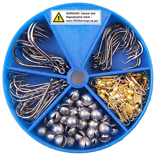 Fishing Hooks and Sinkers Assortment 110pcs Snap Swivels Octopus Circle Hooks Sinkers Bobbers Assortment Fishing Terminal Tackle Starter Kit