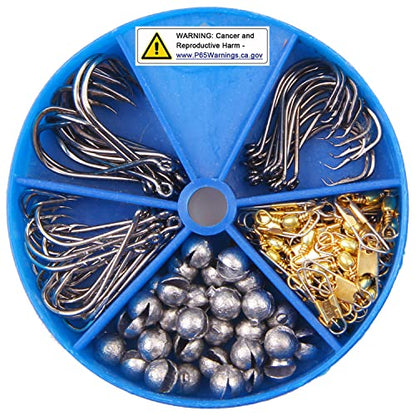 Fishing Hooks and Sinkers Assortment 110pcs Snap Swivels Octopus Circle Hooks Sinkers Bobbers Assortment Fishing Terminal Tackle Starter Kit