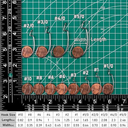 Dr.Fish 50 Pack EWG Hooks, Bass Fishing Worm Hooks Freshwater Extra Wide Gap Texas Carolina Rigs - size: #2-50 Pack