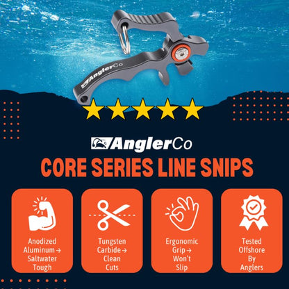 Core Series Line Snips, Aluminum Body, Tungsten Carbide Cutters, Saltwater Fishing Line Cutter