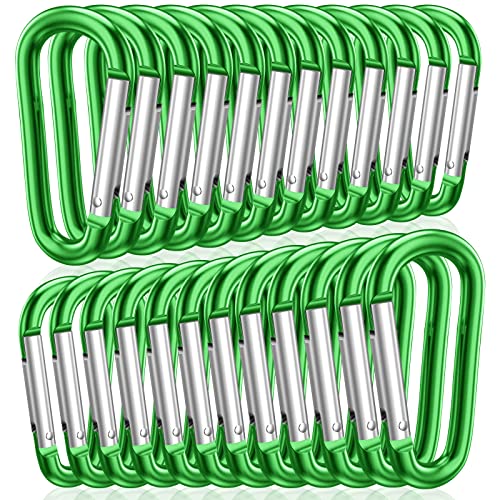 STURME 2" Aluminum D Ring Carabiners Clip D Shape Spring Loaded Gate Small Keychain Carabiner Clip Set Outdoor Camping Mini Lock Snap Hooks Spring Link Key Chain Durable Improved 24 PCS - color: Green
