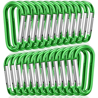 STURME 2" Aluminum D Ring Carabiners Clip D Shape Spring Loaded Gate Small Keychain Carabiner Clip Set Outdoor Camping Mini Lock Snap Hooks Spring Link Key Chain Durable Improved 24 PCS - color: Green