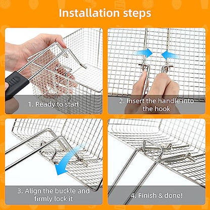Electric Fryer Basket for Frying Serving Food, with Rubber Handle Grip, 7.2" x 8.3" x 4.3" Heavy Duty Construction Suitable for fry chicken, fish, french fries - style: 1 pcs