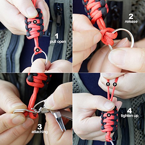 SAMSFX Fly Fishing Knot Tying Tool with Break Away Badge Holder for Fly Fishing Tippet Spool Holding Neck Lanyard - color: Breakaway Lanyard & Black&red Knot Tool