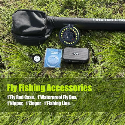 Fly Fishing Rod and Reel Combo Starter Kit, Graphite Fly Rod with Cork Handle, Die Cast Aluminum Reel, Fly Box Case & Fishing Flies and Carrying Case and Accessories - style: 3/4wt - 9' - 4 Pc