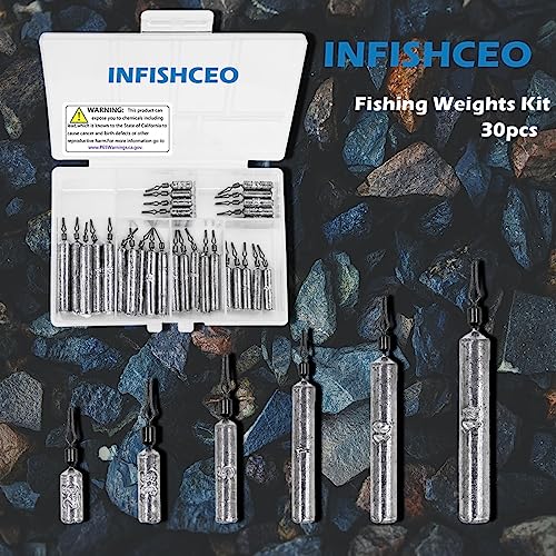 Fishing Weights Sinkers Set, 30/27/45pcs Drop Shot Fishing Weight for Saltwater Freshwater Bass Fish - size: Mixed Size-30PCS