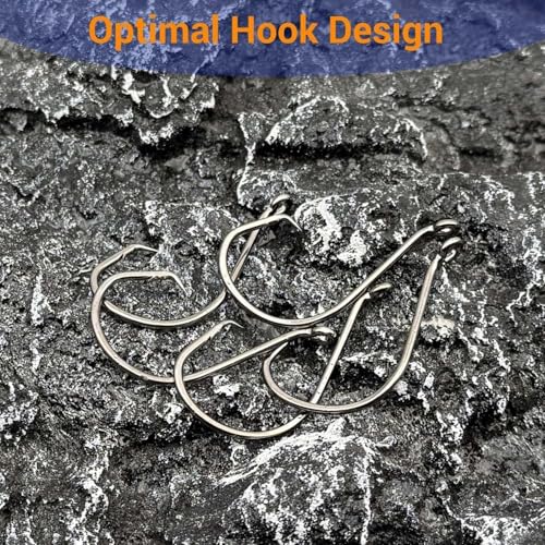 170Pcs Octopus Circle Hooks for Catfish Fishing, 9 Sizes Assorted | Offset Circle Design, Sharp Barbed, Sturdy Catfish Hooks, Freshwater & Saltwater, Sizes: 1# 1/0 2/0 3/0 4/0 5/0 6/0 7/0 8/0
