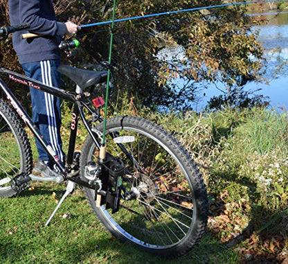 Fishing Rod Holder For Bike, Very Easy Mounting to Bike, Secures 2 Rods for Bicycle Fishing