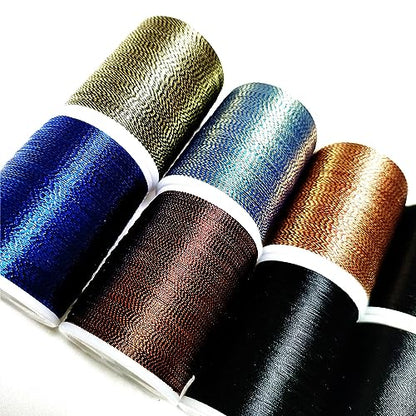 (8pcs*240yd) Kalavarma Rod Wrapping Thread for Fishing Rod Wrapping Thread Rod Building Repair - style: Metallic klm043