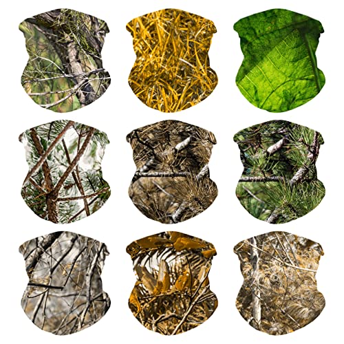 VCZUIUC Neck Gaiter Face Cover Mask Balaclava for Men and Women - color: 9pcs Leaves, size: Medium