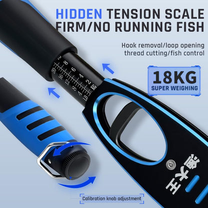 Fish Lip Gripper with Built-in Scale and Fishing Pliers, Stainless Steel Fishing Tool with Lanyard - color: Blue And Black/Green And Black