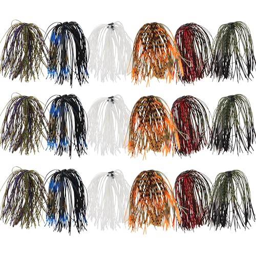Spinnerbait Skirts Jig Skirts Bass Fishing Jigs Replacement Skirt Silicone 50 Strands Umbrella DIY Fishing Lures Rubber Skirt for Spinnerbaits Buzzbaits Squid Jig Baits Lures - style: 18pcs