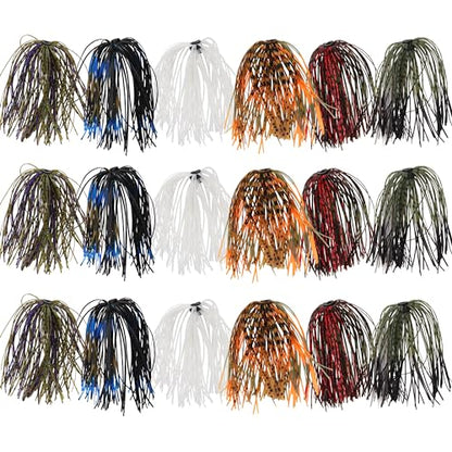 Spinnerbait Skirts Jig Skirts Bass Fishing Jigs Replacement Skirt Silicone 50 Strands Umbrella DIY Fishing Lures Rubber Skirt for Spinnerbaits Buzzbaits Squid Jig Baits Lures - style: 18pcs