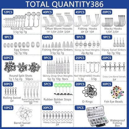 Seenelling 482 Pcs Fishing Tools Kit Fishing Accessories Kit Include Fish Hook Lures Hook Remover Lip Gripper Backpack for Men Women Gifts - color: Jungle