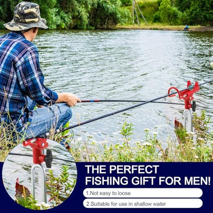 Libima 4 Pieces Fishing Rod Holders for Bank Upgraded Stainless Steel Pole Holders 360 Degree Adjustable Rod Stand for Men Father Beach Fishing Equipment Birthday Gift - color: Red