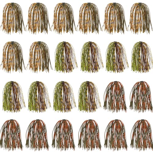 Silicone Jig Skirts Spinnerbait Skirts Replacement 12/24 Bundles DIY Bass Fishing Jigs Lure Skirts for Spinner Bait Buzzbaits Squid Jig Spoon Blade Fly Tying Material - style: Type A-24pcs