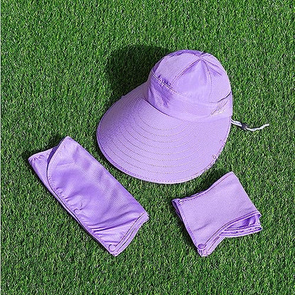 Outdoor UPF 50+ UV Sun Protection Waterproof Breathable Face Neck Flap Cover Folding Sun Hat for Men/Women - color: Purple