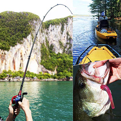 Sougayilang Fishing Rod and Reel Combo, Telescopic Fishing Pole with Baitcasting Reel Combo, 2-Piece Baitcaster Fishing Combo