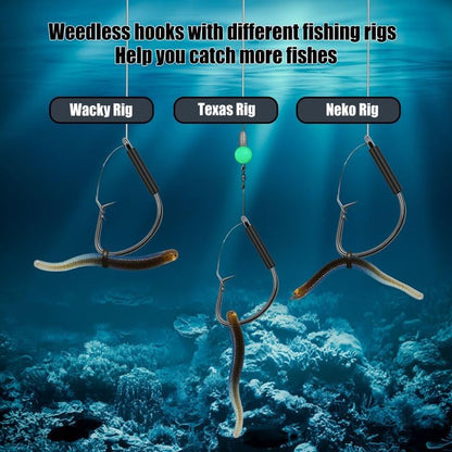 9KM DWLIFE Weedless Wacky Rig Hooks 25Pcs Weedless Hooks Sharp Corrosion-Resistant Wacky Worm for Bass Fishing Neko Rig - size: 3/0#