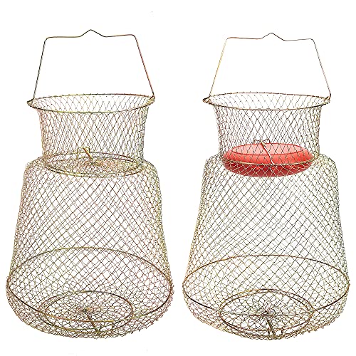 codree Floatable Galvanized Steel Wire Fish Basket, Collapsible Floatable Wire Fishing Basket, Portable Floating Fishing Net Baskets, Robust and Easy to Use