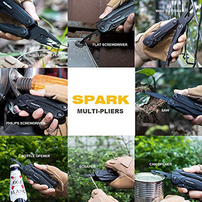 Roxon 14-in-1 Multitool Pliers with Fire Starter,Lightweight Portable | Stainless Steel Folding Pocket Knife Multi Tool Set for Camping Hiking Survival EDC, Outdoor Gear with 25-Year warranty