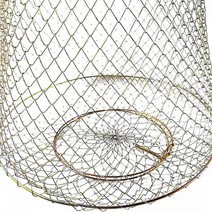 Steel Wire Galvanized Collapsible Crab Fisher's Basket, Metal Rustproof Portable Fishing Basket Cage - color: Fish Basket 13inches