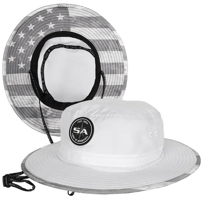 Soul of Adventure Bucket Hat | UV 50+ for Adults | Sun Protection with Adjustable Fit, Moisture-Wicking Fabric - color: Ghost American Flag