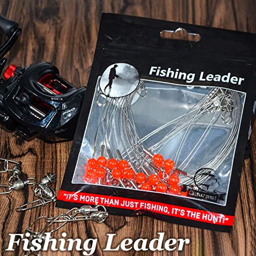 YOTO Fishing Leaders,Stainless Steel Tackle Rig with Tackle Lure Swivels Snaps, Saltwater rig Wire Leader Fishing Leader Wire Bottom rigs for Saltwater - color: White Fishing Leaders, style: 2arm-24pcs