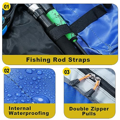 Sougayilang Fishing Rod Bag - 3 Layer Organizer Case for Travel - 170cm/69in - color: Length: 170cm/69in