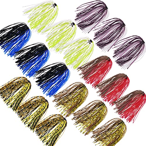Silicone Jig Skirts Spinnerbait Skirts 50 Strands Bass Fishing Lure Skirts Replacement for DIY Spinner Baits Buzzbaits Squid Jig Accessories - style: A-18 Packs